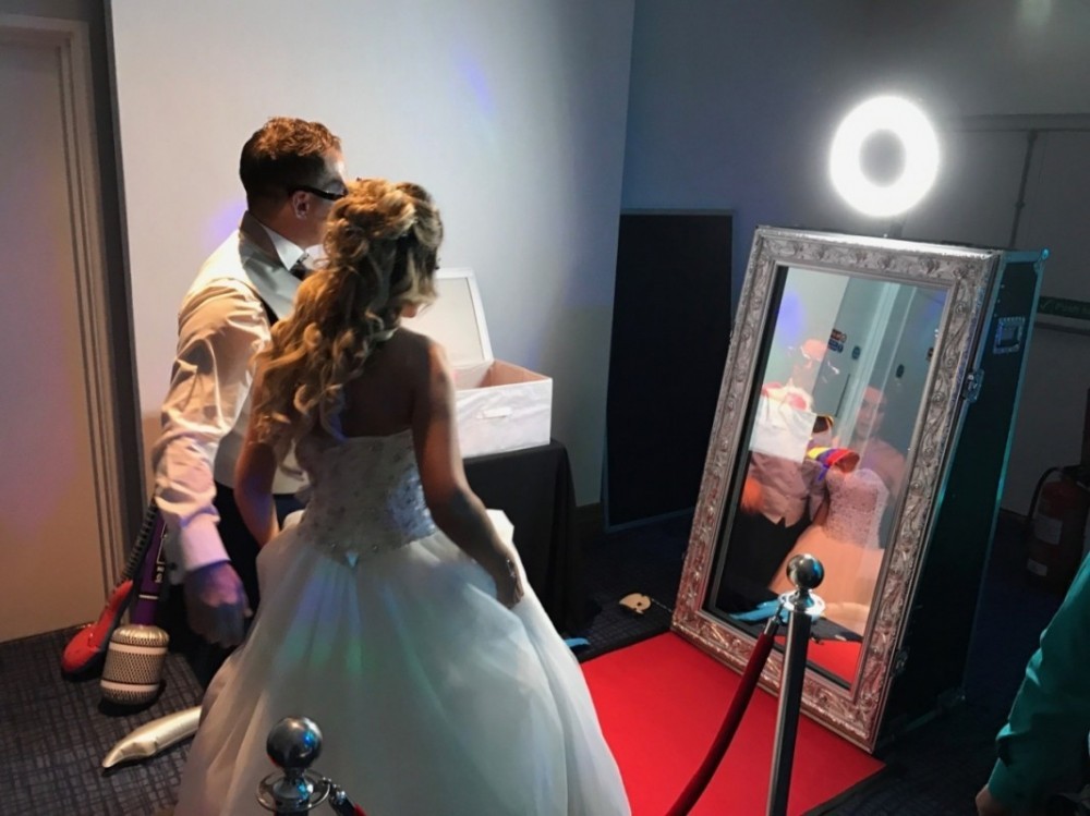 Magic Mirror Selfie Screen at a wedding
